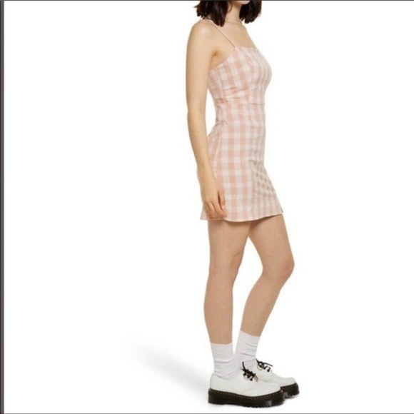 Nordstrom BP. Gingham Square Neck Sundress Size 3X Y2K Grunge Vibes Coral White - Picture 3 of 6